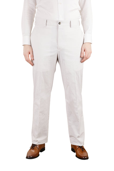 Two Tone Natural Seersucker Pant<br>Flat Front<br>Regular Rise