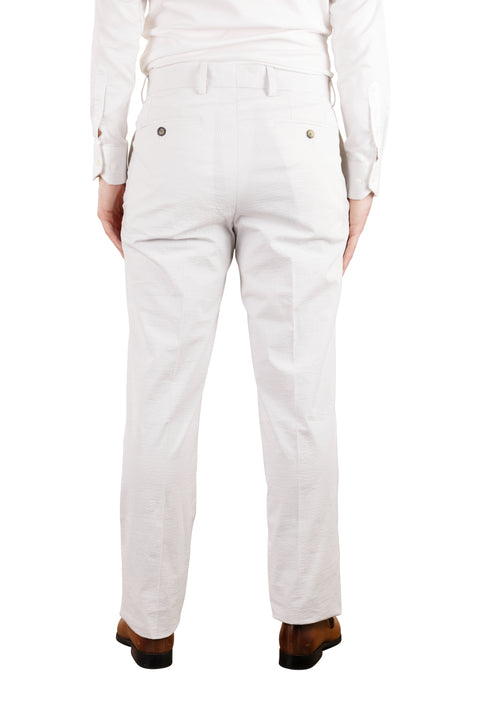 Two Tone Natural Seersucker Pant<br>Flat Front<br>Regular Rise