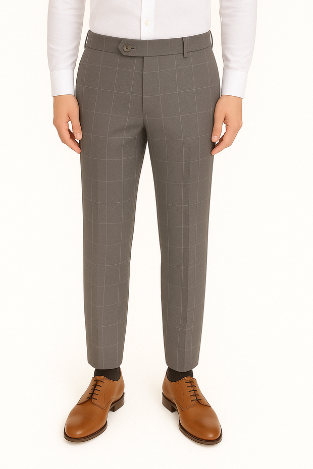Light Weight Window Pane Pant<br>Flat Front<br>Regular Rise
