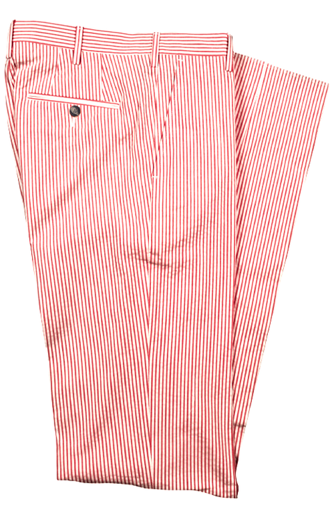 Charleston Khakis Seersucker Pant Red/Cream<br>Flat Front<br>Regular Rise