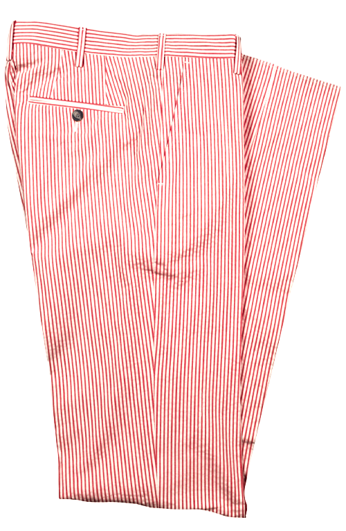 Charleston Khakis Seersucker Pant Red/Cream<br>Flat Front<br>Regular Rise