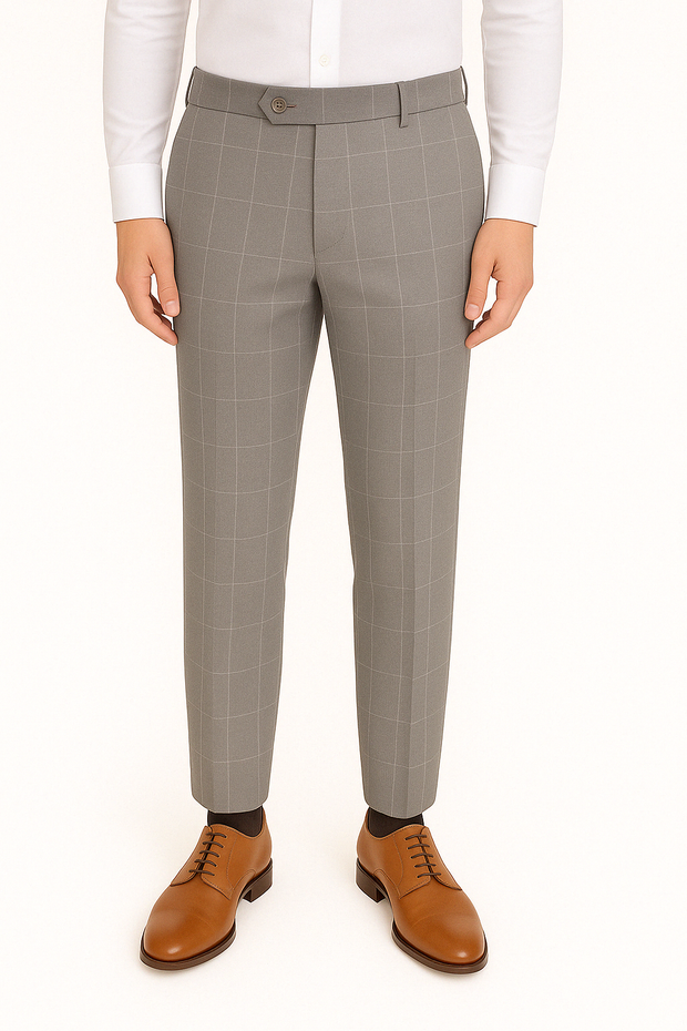 Light Weight Window Pane Pant<br>Flat Front<br>Regular Rise