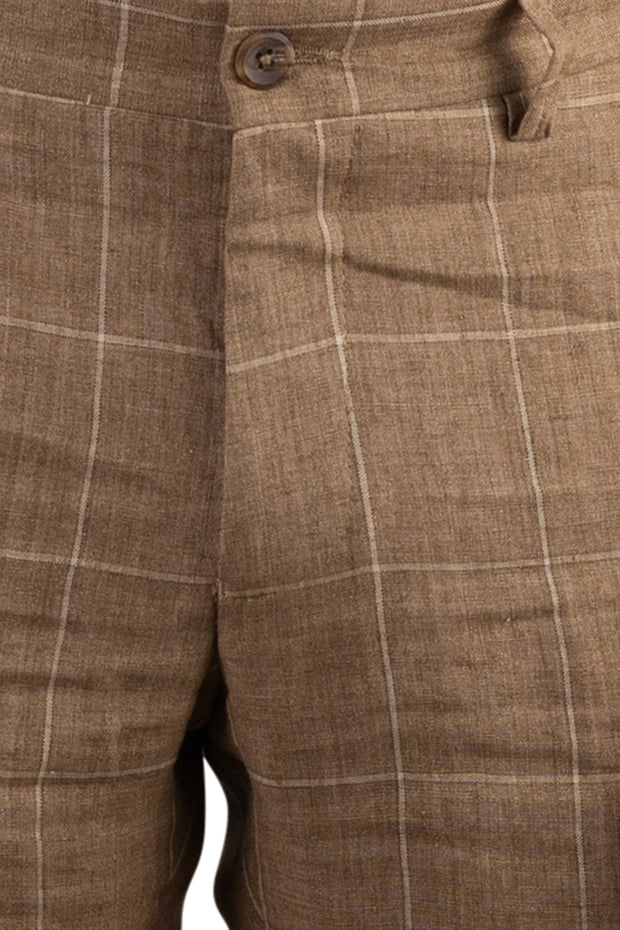 Linen Window Pane Pant<br>Flat Front<br>Regular Rise