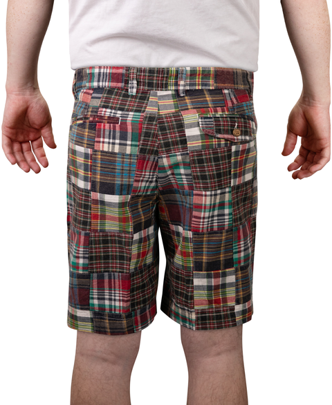 Vintage 1946 Patch Madras Short, Navy<br>Flat Front<br>Modern Fit