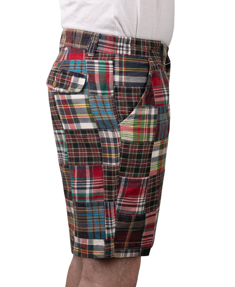 Vintage 1946 Patch Madras Short, Navy<br>Flat Front<br>Modern Fit