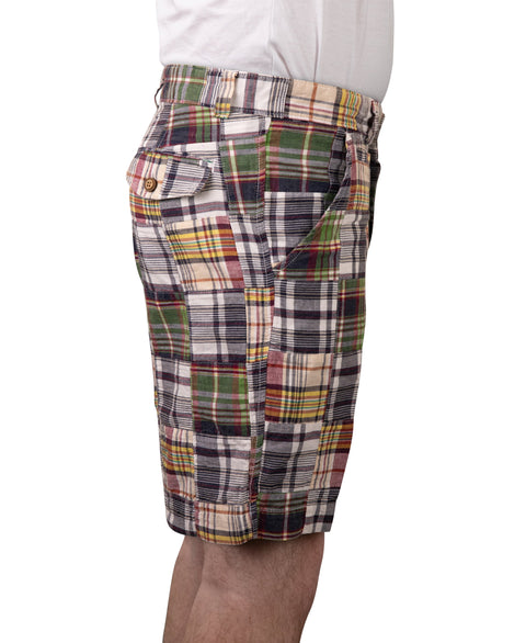 Vintage 1946 Patch Madras Short, Navy<br>Flat Front<br>Modern Fit