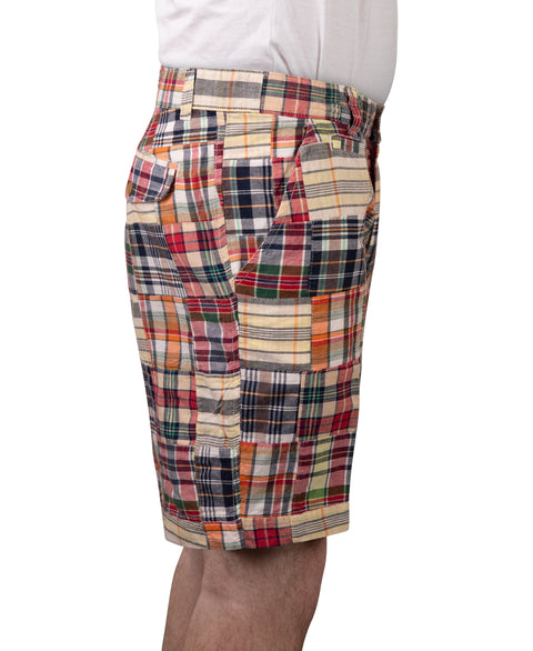 Vintage 1946 Patch Madras Short, Blue<br>Flat Front<br>Modern Fit