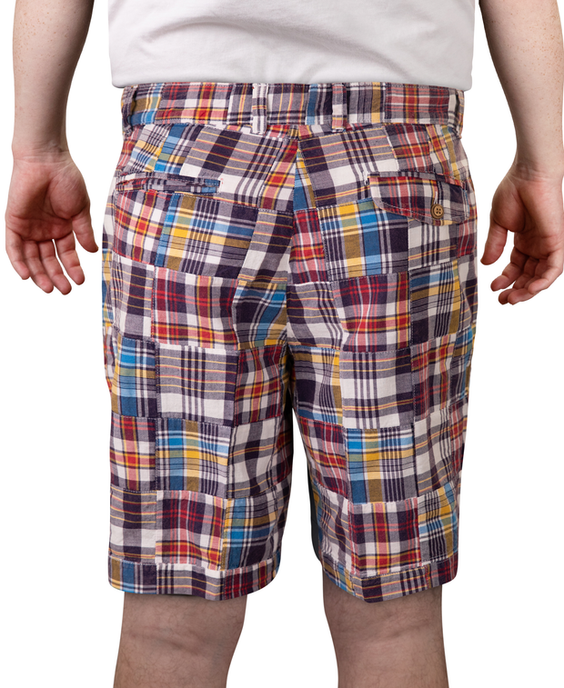 Vintage 1946 Patch Madras Short<br>Navy<br>Flat Front<br>Modern Fit