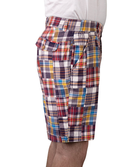 Vintage 1946 Patch Madras Short<br>Navy<br>Flat Front<br>Modern Fit