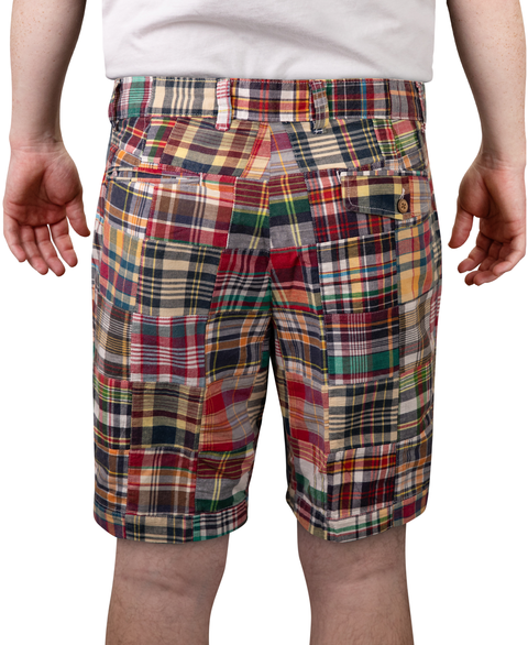 Vintage 1946 Patch Madras Short, Navy<br>Flat Front<br>Modern Fit
