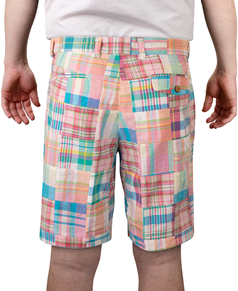 Vintage 1946 Patch Madras Short, Pink<br>Flat Front<br>Modern Fit