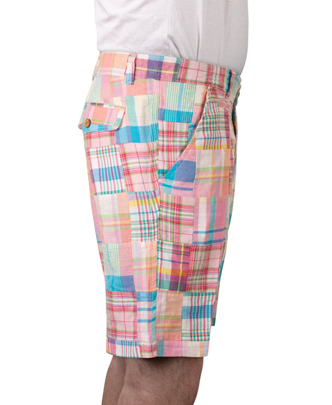 Vintage 1946 Patch Madras Short, Pink<br>Flat Front<br>Modern Fit