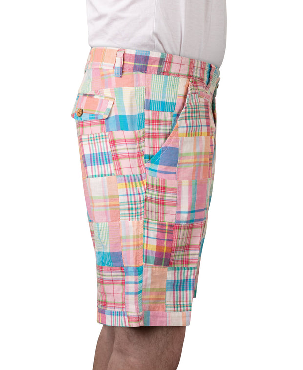 Vintage 1946 Patch Madras Short, Pink<br>Flat Front<br>Modern Fit