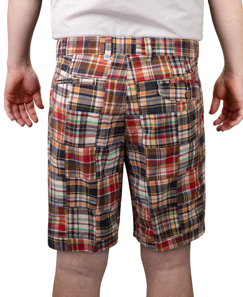 Vintage 1946 Patch Madras Short, Navy<br>Flat Front<br>Modern Fit