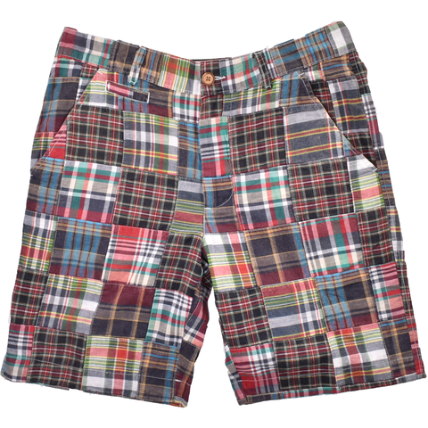 Vintage 1946 Patch Madras Short, Navy<br>Flat Front<br>Modern Fit