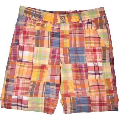 Vintage 1946 Patch Madras Short, Red<br>Flat Front<br>Modern Fit