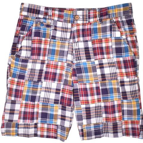 Vintage 1946 Patch Madras Short<br>Navy<br>Flat Front<br>Modern Fit