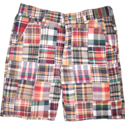Vintage 1946 Patch Madras Short, Navy<br>Flat Front<br>Modern Fit
