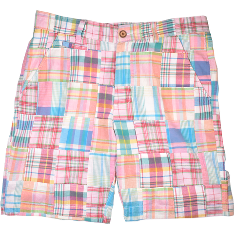 Vintage 1946 Patch Madras Short, Pink<br>Flat Front<br>Modern Fit