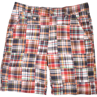 Vintage 1946 Patch Madras Short, Navy<br>Flat Front<br>Modern Fit