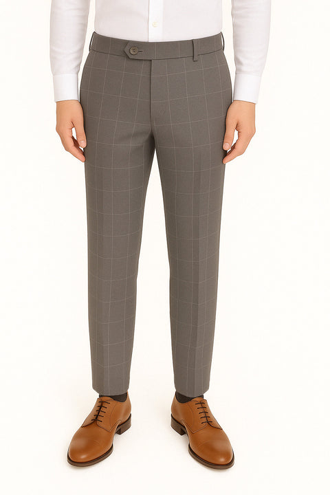 Light Weight Window Pane Pant<br>Flat Front<br>Regular Rise