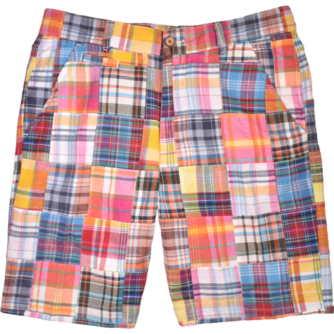 Vintage 1946 Patch Madras Short, Red<br>Flat Front<br>Modern Fit