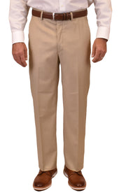 Covert Twill Super 110's Stretch Wool<br>Flat Front<br>Regular Rise