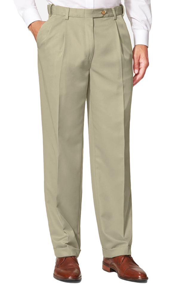 Microfiber, Self Sizer, Taupe<br>Pleated<br>Regular Rise