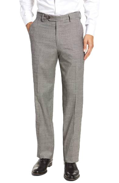 Houndstooth Check, Worsted Wool, Tropical Weight<br>Flat Front<br>Regular Rise