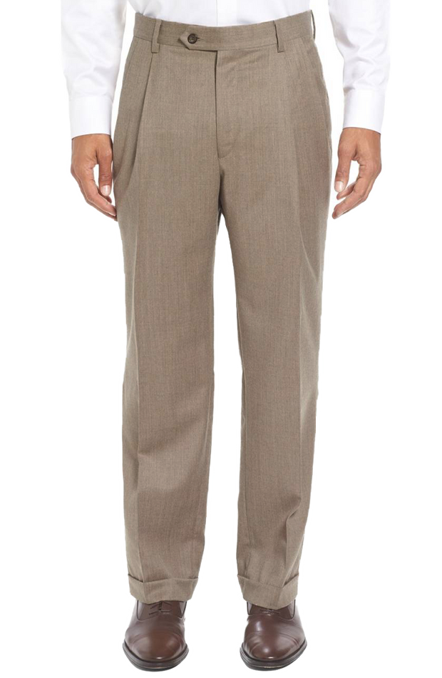 Slim Fit Wool Flannel Trousers Light Grey  Gabucci