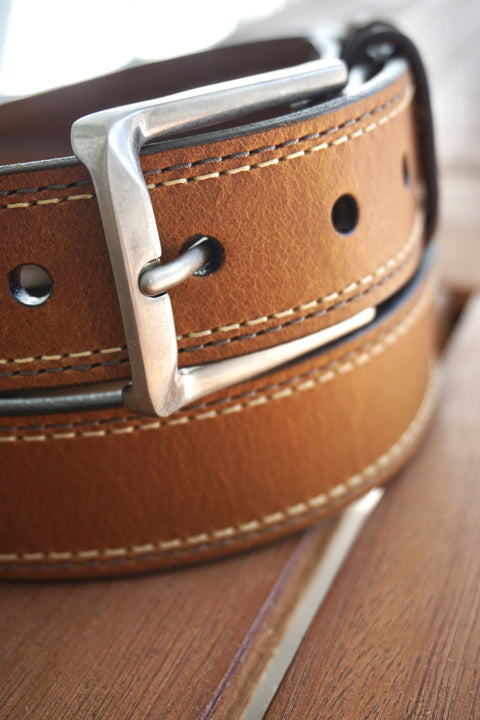 Oil Tanned Dress Belt<br>Cognac