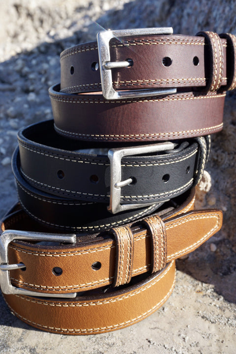 Oil Tanned Dress Belt<br>Black