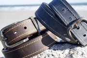 Oil Tanned Casual Belt<br>Distressed Buckle<br>Sienna