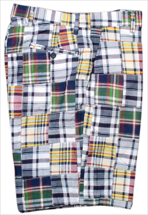 Mens patchwork hot sale madras shorts