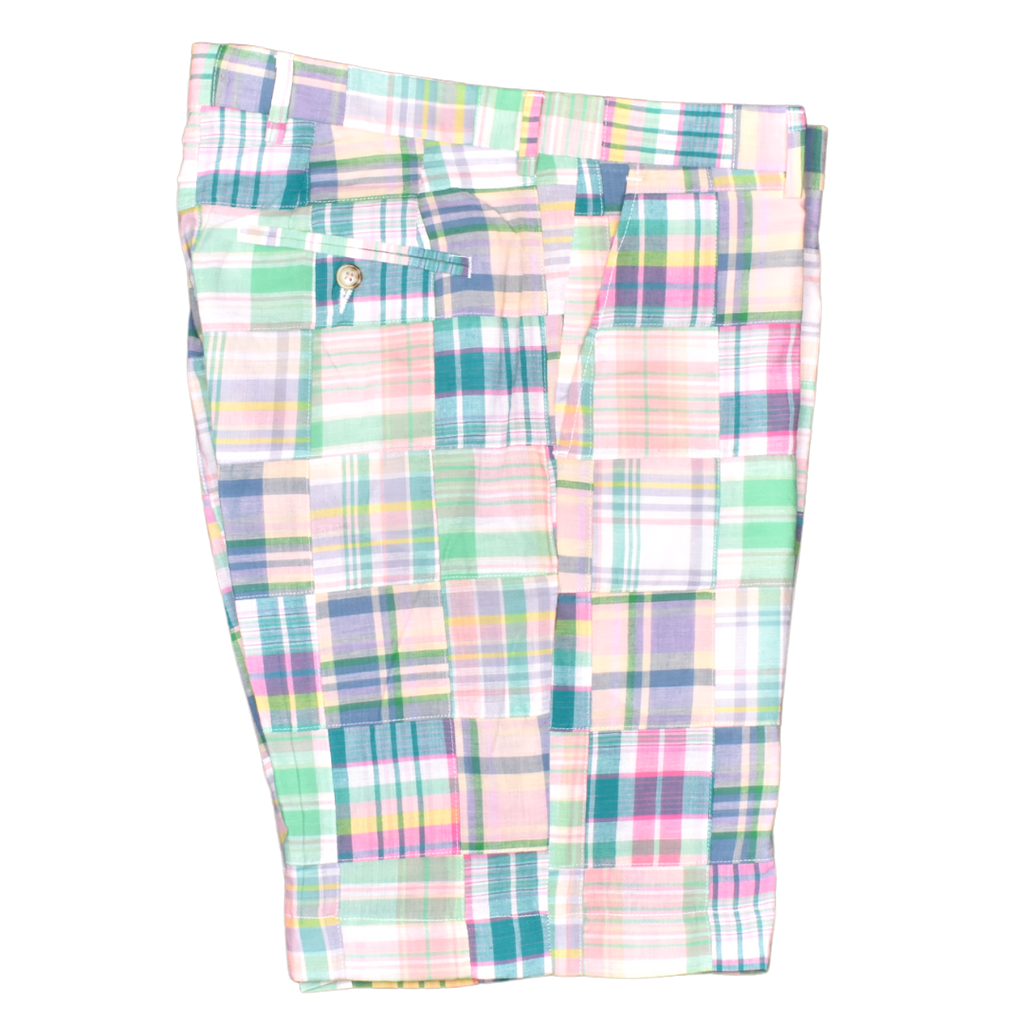 40s vintage madras check cotton shorts-